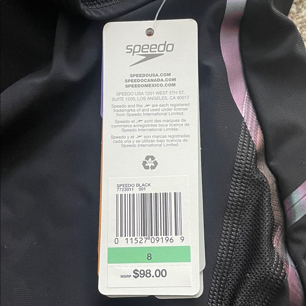 Speedo Women's Black and Purple One Piece Swimsuit - Picture 6 of 6